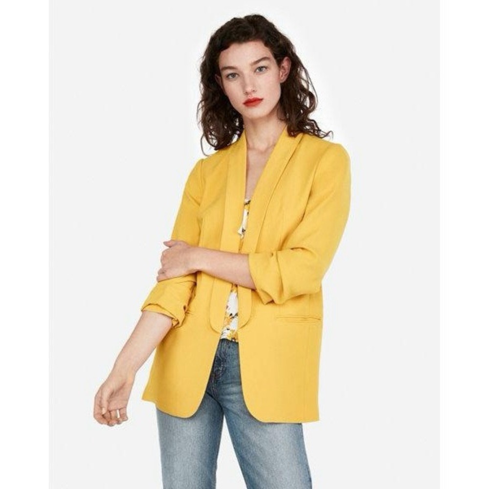 Express Ruched Sleeve Boyfriend Blazer Size XS